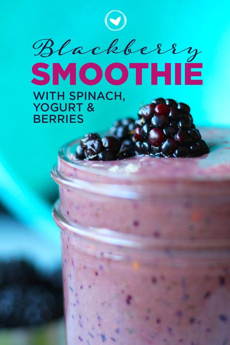 Blueberry Blackberry Smoothie, Elderberry Smoothie, High Iron Smoothies, Smoothie Without Milk, Blackberry Smoothie Recipes, Smoothie With Spinach, Low Cholesterol Foods, Banana Spinach Smoothie, Yogurt Berries