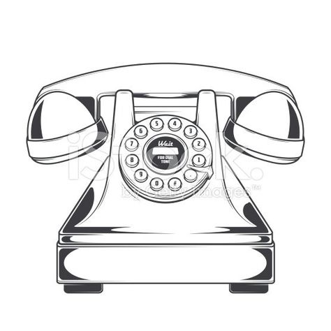 Telephone Drawing Sketch, Telephone Drawing, Ring Vector, Retro Technology, Telephone Vintage, Vintage Numbers, Vintage Phone, Retro Phone, Vintage Phones