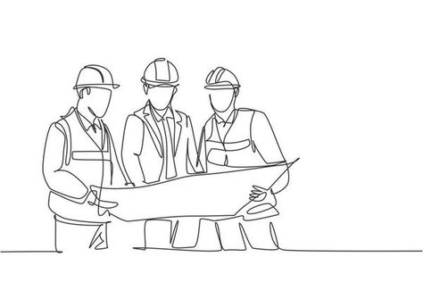 One single line drawing of young architects and manager meeting at construction site to discuss draft blueprint design. Building architecture business concept. Continuous line draw design illustration 3593881 Vector Art at Vecteezy One Continuous Line Drawing, Architecture Business, Single Line Drawing, Line Art Vector, Business Concept, Plan Drawing, Continuous Line Drawing, Construction Drawings, Building Architecture