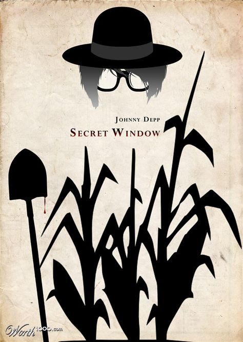 Secret Window Johnny Depp Secret Window, Stephen King Tattoos, Secret Window, Minimalist Movie Posters, Window Poster, Stephen King Movies, Johnny D, King Book, Web Design Graphic