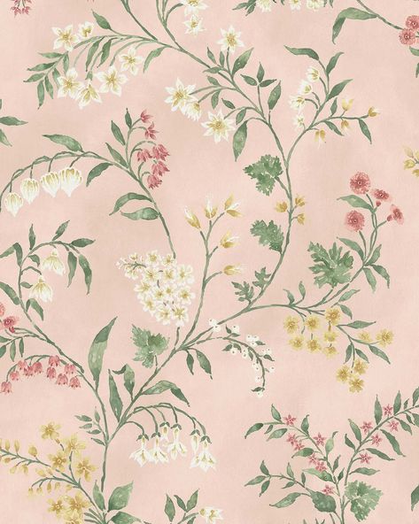 Pink Botanical Wallpaper, Pink Wallpaper House, Powder Pink Wallpaper, Thai Wallpaper, Nina Campbell Wallpaper, Closet Wallpaper, Pink Bathroom Tiles, Floral Bedroom Decor, Print Design Trends