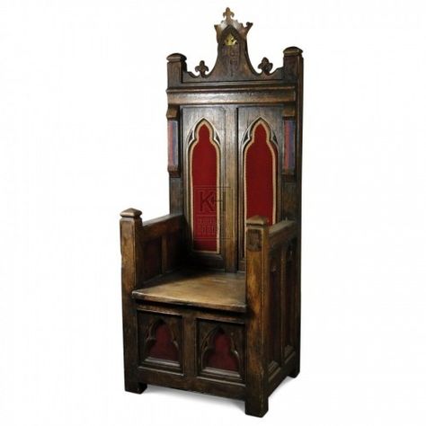 Carved wooden throne. Medieval Throne, Tudor Decor, Medieval Home Decor, Medieval Decor, Medieval Furniture, Medieval Gothic, Gothic Furniture, Prop Hire, Throne Chair