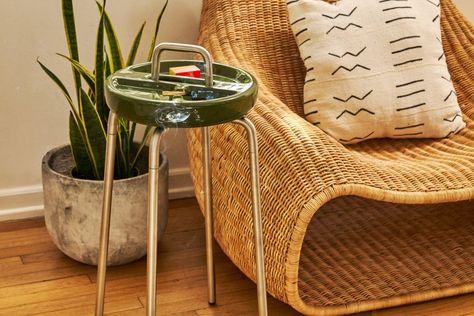 Seth Rogen’s Houseplant Drops a Side Table That’s Also an Ashtray Houseplant Seth Rogen, Bed Cinema, Seth Rogen, Side Table Decor, London Apartment, Table Top Design, Unique Ceramics, Steel Legs, House Plants