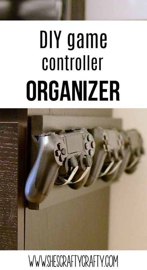 DIY video game controller organizer, holder Video Game Organization, Video Game Bedroom, Video Game Storage, Diy Video Game, Gaming Bedroom, Gamer Bedroom, Small Game Rooms, Diy Organizer, Game Organization