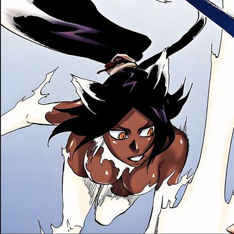 Yoruichi Pose, Bleach Yoruichi Manga, Urahara Yoruichi, Yoruichi Bleach, Shihouin Yoruichi, Bleach Pfps, Bleach Women, Blue Veins, Yoruichi Shihouin