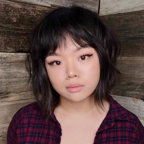 Asian Shaggy Bob with Bangs Bangs For Round Face, Shaggy Bob, Asian Short Hair, Round Face Haircuts, Short Hair Styles For Round Faces, Shag Haircut, Round Faces, Short Hair With Bangs, Asian Hair