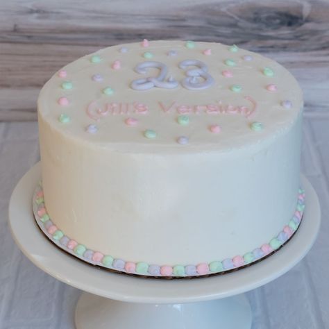 Simplicity at it's finest: subtle pastel polka dots cover the top of this gluten-free birthday cake for a minimalistic look. Gluten Free Birthday Cake, Free Birthday, Free Birthday Stuff, Custom Cakes, Cake Decorating, The Top, Polka Dots, Gluten Free, Birthday Cake