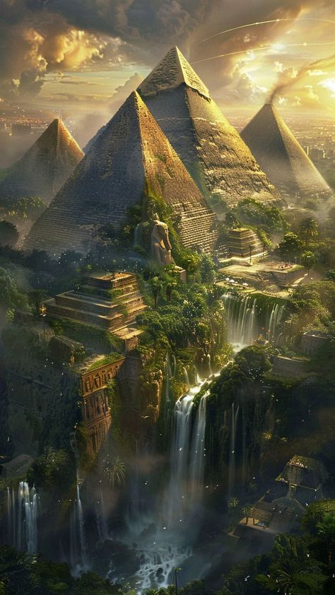 Dnd Landscape Concept Art, Pyramid Fantasy Art, Pyramid Concept Art, Dnd Concept Art, Imaginary City, Egypt Concept Art, Architecture Blueprints, Ancient Egypt History, Lost World