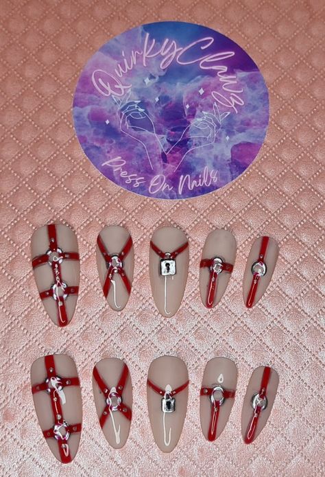 Alternative Nails, Red Harness, Goth Nails, Aesthetic Pics, Nail Inspiration, Nude Nails, Nail Tech, Makeup Nails, Nails Inspiration