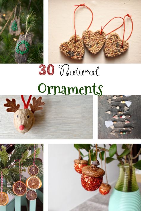 Homemade Natural Ornaments, Natural Christmas Decorations For Kids, Diy Foraged Christmas Decorations, Natural Christmas Ornaments Homemade, Christmas Crafts With Natural Materials, Natural Material Christmas Decorations, Winter Forest School Ideas, Nature Ornaments Diy Kids, Forest School Activities Winter