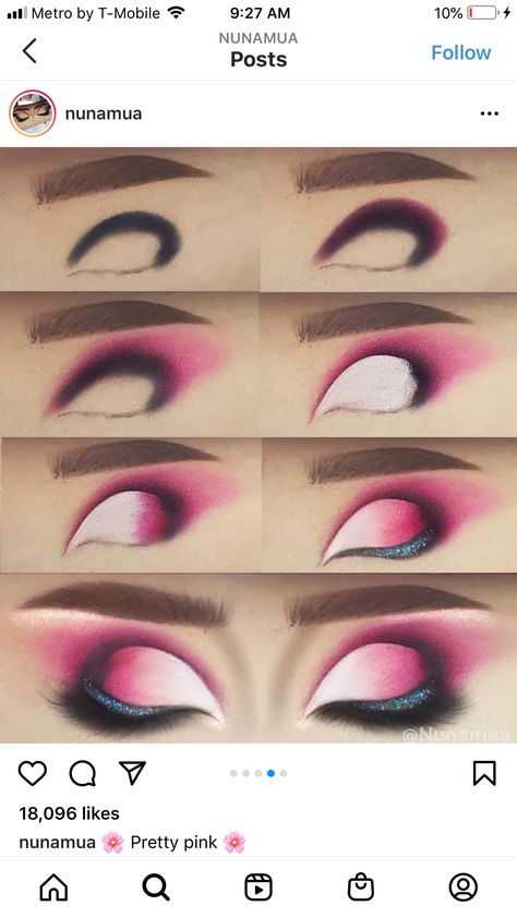 Maquillage Yeux Cut Crease, Pink Eye Makeup, Makeup Face Charts, Makeup Tutorial Eyeliner, Cat Eye Makeup, Makeup Tutorial Eyeshadow, Eye Makeup Pictures, Smink Inspiration, Eye Makeup Steps