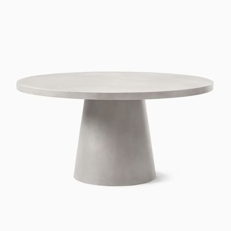 Al Fresco Dinner Party, Round Concrete Dining Table, Coastal Dining Chairs, Concrete Outdoor Dining Table, Concrete Pedestal, Outdoor Pedestal, Dining Table Gray, Round Outdoor Table, Bistro Dining Table