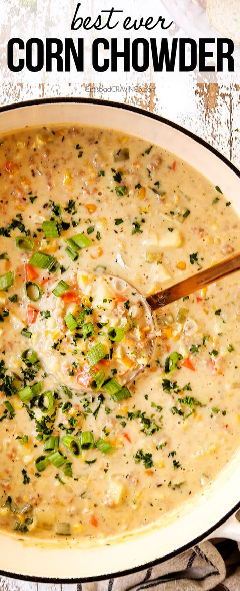 Best Corn Chowder Recipe, Sandwiches For Dinner, Corn Chowder Soup, Chicken Corn Chowder, Corn Chowder Recipe, Carlsbad Cravings, Chowder Soup, Chowder Recipe, Dinner Sandwiches