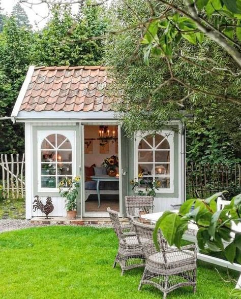 Cottage Garden Sheds, Vibeke Design, Garden Nook, Backyard House, Backyard Studio, Backyard Sheds, Backyard Shed, She Sheds, Rustic Garden Decor