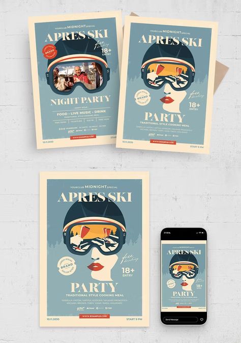 Birthday Event Ideas, Ski Party, Apres Ski Party, 32 Birthday, Snow Trip, Winter Wedding Inspiration, Apres Ski, Party Flyer, Holiday Gathering