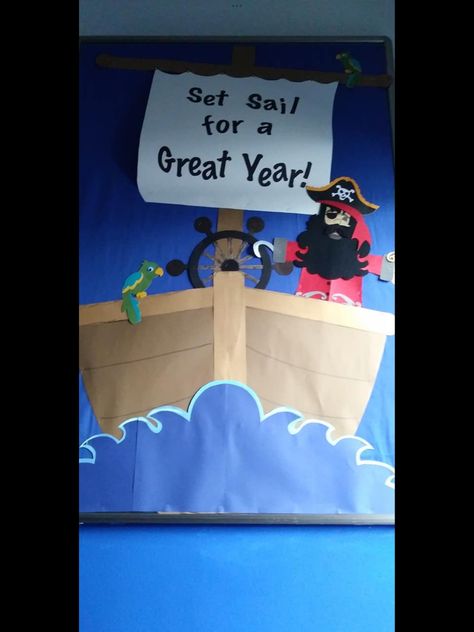 Pirate Themed Bulletin Board Ideas, Pirate Door Decorations Classroom, Pirate Bulletin Board Ideas, Pirate Bulletin Boards, Pirate Door, Pirate Decorations, Pirate Theme Classroom, Pta Membership, Pirate Classroom