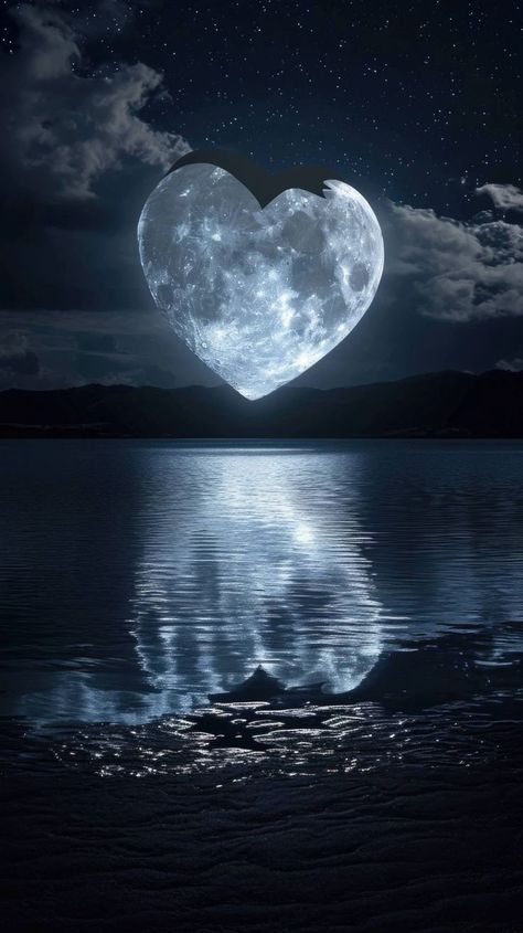 Night Sky Photography Stars, Moonlight Scenery, Beautiful Moon Images, Romantic Scenery, Moon Over Water, Love Concept, Moonlight Photography, Romantic Wallpaper, Night Sky Photography