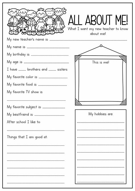 All About Me Essay, About Me For Kids, Fun English Worksheets, The Kissing Hand Activities, Personal Information Worksheet, Goodnotes Pages, All About Me Template, All About Me Activity, Number Bonds Worksheets