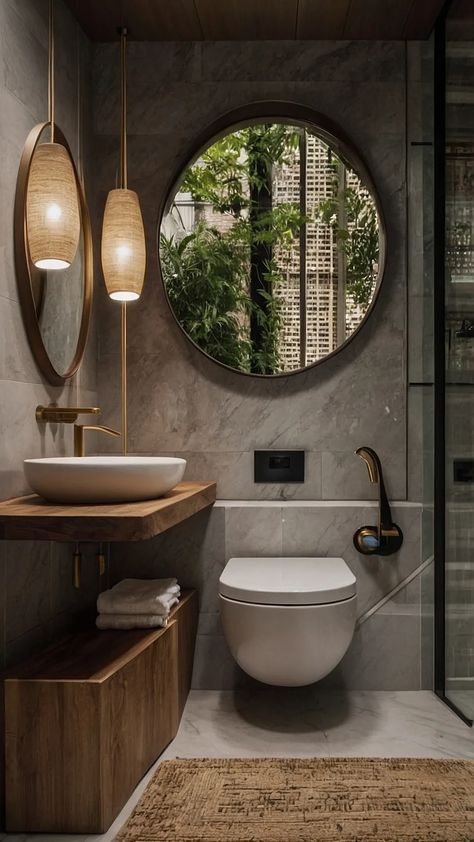 Elegant and Luxury Rustic Bathroom Design Ideas for Inspiration - Cheerful Talks Guest Toilet Ideas Small Modern, Rustic Bathroom Design, Zen Bathrooms, Modern Zen Bathroom, Toilet Design Modern, Luxury Bathroom Small, Modern Bathroom Design Ideas, Luxury Toilet, Industrial Style Bathroom