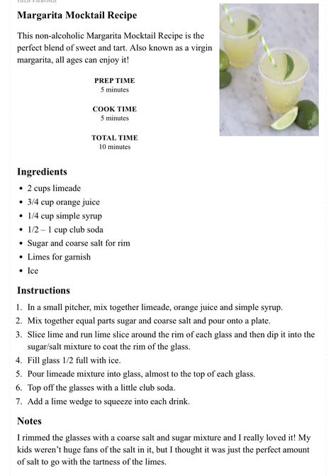 Margarita Recipes Virgin, Virgin Margarita Recipes, Virgin Margaritas, Virgin Alcoholic Drinks, Virgin Margarita Recipe, Mocktails Non Alcoholic Margarita, Margarita Mocktail, Margarita Mocktail Recipe, Non Alcoholic Margarita