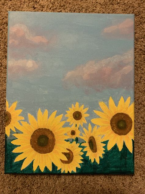 Daily Sketchbook, Field Of Sunflowers, Kids Canvas Art, Sunflower Drawing, Sunflower Canvas, Canvas Drawing, Small Canvas Paintings, Black And White Art Drawing, Flower Art Drawing