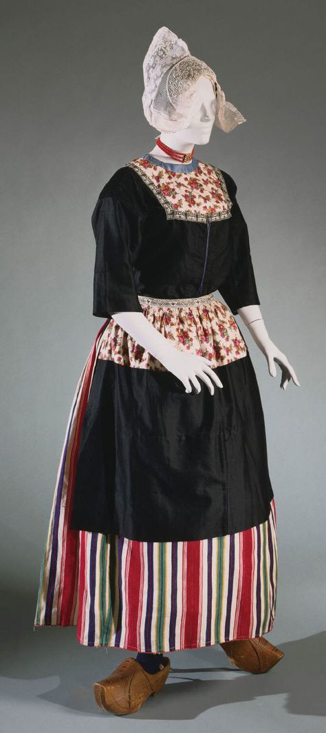 Bridal and Festival Ensemble for a Dutch Woman from Volendam: Skirt, Blouse, Dickey, Apron, Scarf, and Cap (two) Artist/maker unknown, Dutch Geography: Made in Isle of Marken, Netherlands, Europe 1926 Dutch Traditions, Dutch Aesthetic, Dutch Men, Dutch Names, Dutch Clothing, Dutch Culture, Dutch Flag, Dutch Food, Dutch Heritage