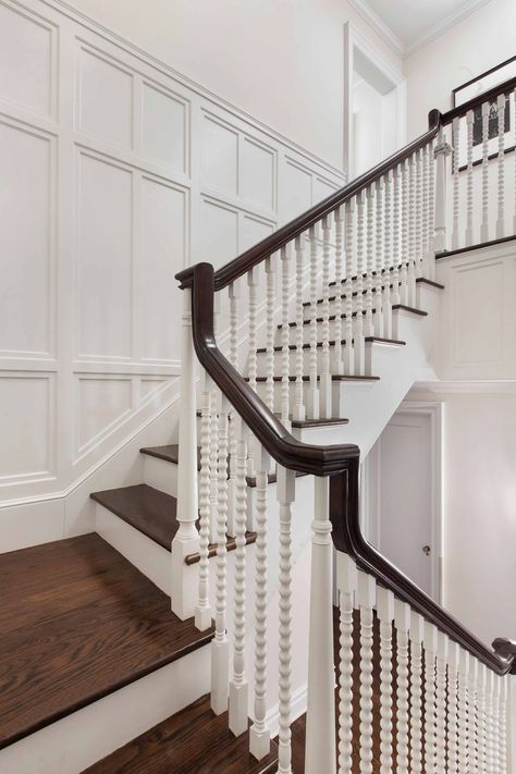 Listing agent Ann Cutbill Lenane told the <i>Wall Street Journal</i> the Willis family is selling the apartment because they don't spend enough time there. - TownandCountrymag.com New York Townhouse Staircase, White Banister, Staircase Molding, Willis Family, Spring Drive, Listing Agent, Entry Ways, New York City Apartment, The Staircase