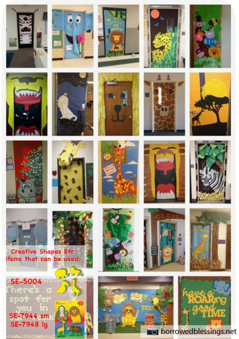 Animal Classroom Door Decor Classroom Door Decor Ideas, Jungle Classroom Door, Eyfs Resources, Jungle Door, Safari Theme Classroom, Jungle Vbs, Classroom Door Decorating, Teacher Door Decorations, Jungle Classroom