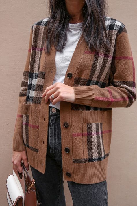 Burberry Cardigan Women, Burberry Cardigan Outfit, Burberry Sweater Outfit, Burberry Jacket Outfit, Cashmere Scarf Outfit, Women Cardigan Outfit, Burberry Cardigan, Monogram Sweater, Burberry Monogram