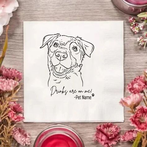 50pcs Custom Dog Wedding Cocktail Napkins, Personalized Pet Illustrations, Sketch from Photo, Dog Lover Wedding,Pet Art Napkins - AliExpress Wedding Cocktail Napkins Personalized, Lover Wedding, Wedding Cocktail Napkins, Wedding Pets, Pet Art, Wedding Cocktail, Dog Wedding, Diy Holiday Decor, Wedding Cocktails