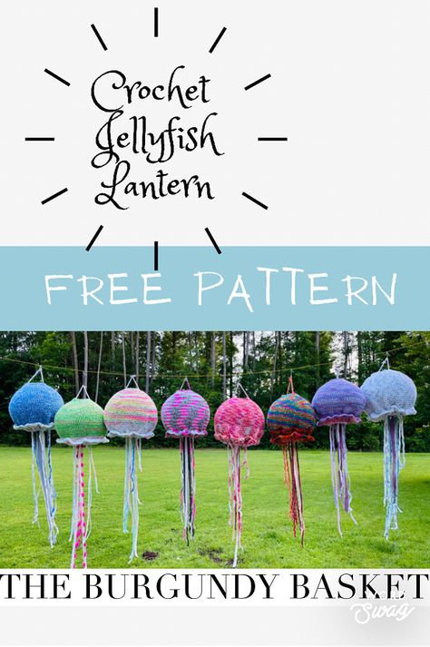 Crochet Lantern Pattern, Crochet Lantern, Jellyfish Lantern, Lantern Pattern, Storage Closets, Crochet Jellyfish, Refinish Furniture, Crocheted Jellyfish, Yarn Patterns