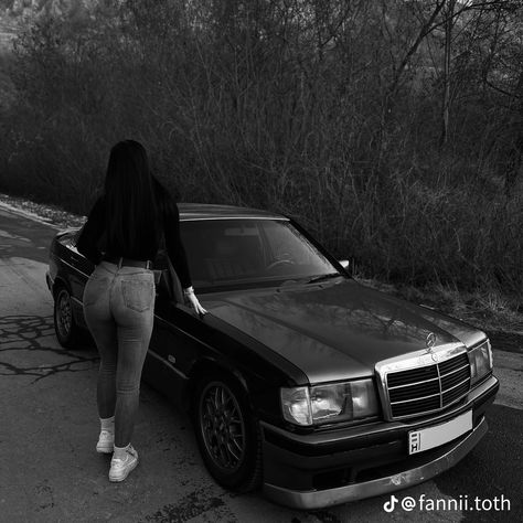 Car Girlfriend, Nike Pro Outfit, Mercedes Benz 190e, Car Poses, Mercedes Benz Cars, Benz Car, Car Girl, Space And Astronomy, Car Girls