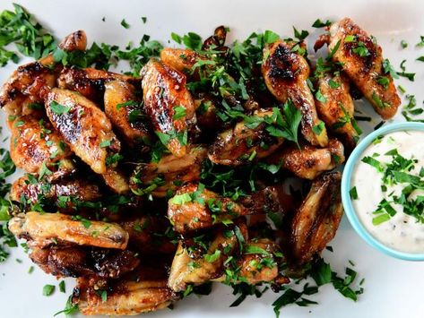 Get Crispy Wings with Hot Honey Sauce Recipe from Food Network Hot Honey Sauce Recipe, Honey Sauce Recipe, Hot Honey Sauce, Hot Honey Recipe, Easy Chicken Wing Recipes, Best Chicken Wing Recipe, Barbecue Sauce Chicken, Crispy Wings, Honey Sauce