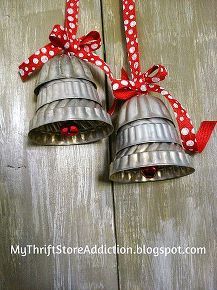 repurposed silver bells, christmas decorations, crafts, repurposing upcycling, seasonal holiday decor Vintage Jello, Vintage Jello Molds, Tart Tins, Vintage Christmas Crafts, Jello Mold, Jello Molds, Silver Bells, Primitive Christmas, Vintage Christmas Decorations