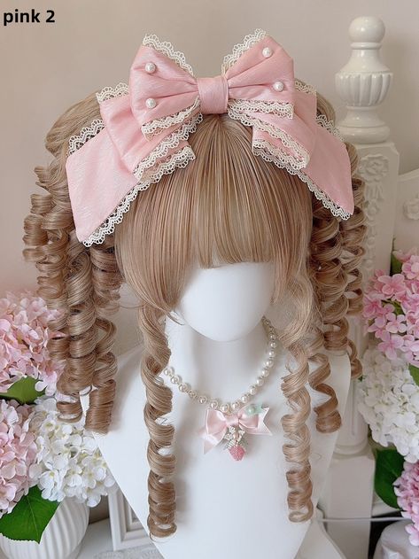 Introducing our charming 6 colors bead details sweet big bow KC, a must-have accessory for any Lolita or Kawaii fashion enthusiast. This headpiece features a large, beautifully crafted bow adorned with delicate bead details, available in six enchanting colors to perfectly complement your outfit. The exquisite craftsmanship and attention to detail make this KC a standout piece that adds a touch of elegance and whimsy to any look. Whether you're dressing up for a special occasion or adding a bit o Ribbon Headpiece, Cutie Aesthetic, Whimsical Clothes, Bows Fashion, Kawaii Hair Accessories, Gyaru Hair, Types Of Bows, Cute Hair Accessories, Funky Shirts