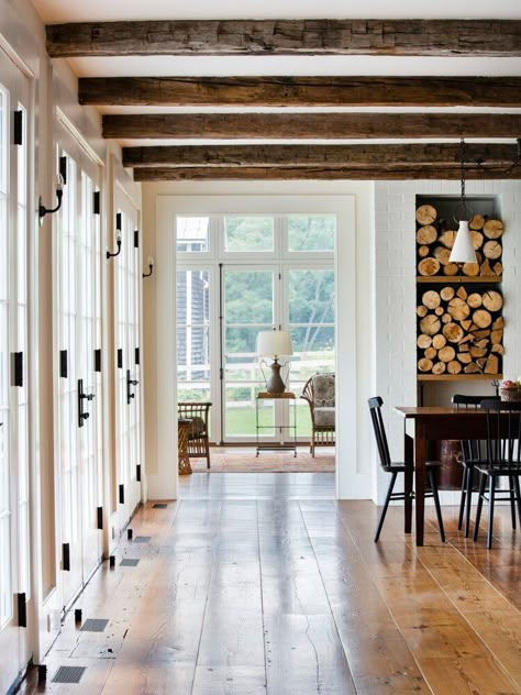 Wood Beams, Wood Flooring, Hudson Valley, Forever Home, Home Fashion, White Walls, Scandinavian Style, House Inspiration, House Inspo