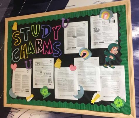 Breakfast Bulletin Board Ideas, Life Skills Ra Bulletin Board, Study Tips Ra Bulletin Board, Lucky Charms Bulletin Board Ideas, March Ra Bulletin Boards, Study Skills Bulletin Board, Study Bulletin Board, Lucky Charms Bulletin Board, Res Life Programs