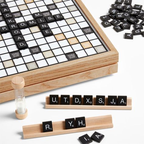 Scrabble Game Board, Natural Wood Cabinet, Puzzle Ideas, 2023 Wishlist, Scrabble Game, Scrabble Board, Sand Timer, Apartment Items, Decorative Boards