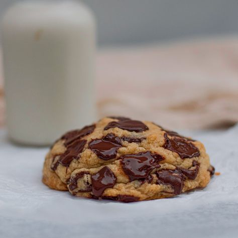 Single Serve Levain Style Cookie (vegan) — Cooking by Clara Levain Cookies, Sweet Dough, Bitter Chocolate, Ooey Gooey, Vegan Cookies, Melt In Your Mouth, Vegan Cooking, Single Serve, College Student