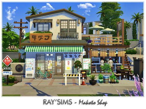 Sims 4 Japanese Build, Ts4 Japanese House, Acnh Ramen Shop, Sims 4 Community Lots Ideas, Sims 4 Japanese House, Sims Architecture, Ts4 Lots, Ts4 Builds, Gaming Things