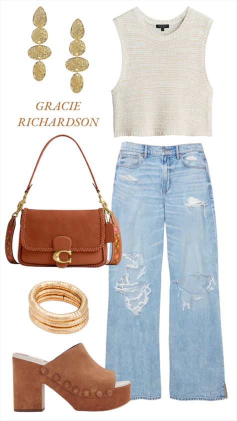 Sunday Church Outfits Summer, Cute End Of Summer Outfits, Daytime Party Outfit, Austin Texas Outfits Summer, Outfit Inspo With Jeans, Austin Tx Outfits, Boho Outfits Women, Summer Date Night Outfit Casual, Summer Lunch Outfit