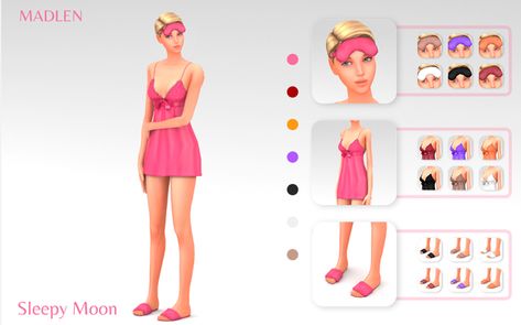 Sleepy Moon Collection | Madlen on Patreon Sims 4 Barbie Cc, Night Slippers, Feminine Clothes, Cc Sims4, Sims 4 Mm Cc, Sims 4 Mm, Sims4 Clothes, Sims 4 Cc Packs, Sims 4 Collections