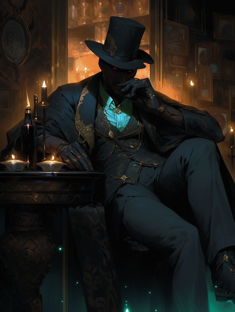 Villain Sitting Pose, Black Artificer, Noir Character Art, Dr Jekyll And Mr Hyde Art, Jonathan Wolstenholme, Butler Character Design, Adam Elsheimer, Dnd Villains, Gentleman Thief