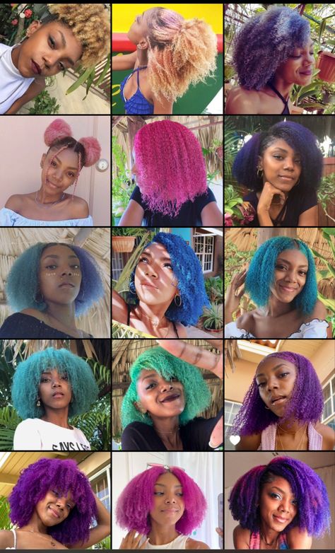 Afro Hair Dye, Purple Natural Hair, Afro Hair Color, Blue Natural Hair, Black Girls Natural Hairstyles, Purple And Green Hair, Dyed Hair Purple, Beautiful Black Hair, Green Photography