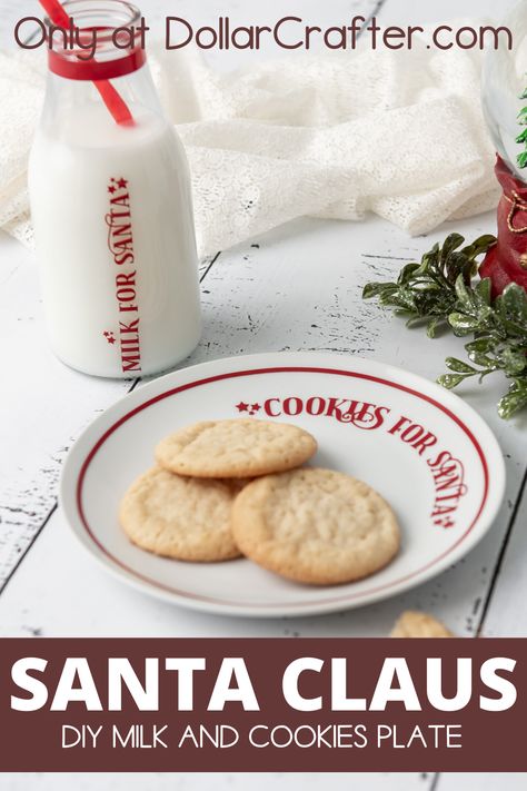 DIY Santa Milk and Cookies Plate Santas Cookie Plate Diy, Diy Santa Cookie Plate, Cookie Plate For Santa, Santa Milk And Cookies, Plate For Santa, Santa Cookie Plate, Easy Christmas Craft, Cookies For Santa Plate, Santa Cookie