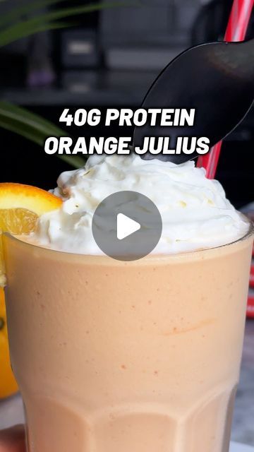 Michael Kory on Instagram: "40g Protein Orange Julius 🍊🔥

✅ Ingredients:
2 cups ice
1/2 cup skim milk (120ml)
1/2 cup orange juice (120ml)
1/2 cup fat-free Greek yogurt (110g)
1 scoop vanilla whey protein (30g) @legion discount code is KORY
1 stick zero sugar orange drink mix (4g)
1 tbsp zero calorie sweetener
1/2 tsp xanthan gum
Pinch of salt
2 tbsp whipped cream (5g)

💪 Macros for entire recipe:  320 calories, 2g fat, 34g carbs, 40g protein.

#dairyqueen #orangejulius #proteinshake #postworkout #shake #recipe #highprotein #easyrecipe #healthydessert #weightloss #lowcalorie #caloriedeficit #weightlossjourney" Ninja Creami Protein Frosted Lemonade, Orange Julius Protein Ice Cream, Weight Watchers Orange Creamsicle, Orange Cream Protein Shake, Orange Dreamsicle Protein Shake, Orange Julius, Orange Drinks, Calorie Deficit, Dairy Queen