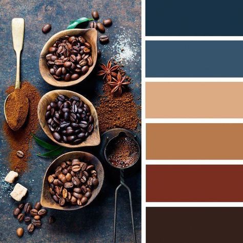 Colour Combinations Brown, Brown And Blue Living Room, Rustic Color Palettes, Brown Living Room Decor, Brown Color Schemes, Brown Color Palette, Color Schemes Colour Palettes, Brown Furniture, Warm Colour Palette