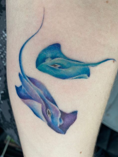 210+ Outstanding Stingray Tattoos Ideas and Designs (2022) - TattoosBoyGirl Stingray Tattoo Meaning, Simple Stingray Tattoo, Stingray Tattoos, Ocean Sleeve Tattoos, Pair Tattoos, Stingray Tattoo, Ray Tattoo, Shell Tattoos, Tattoos Inspo