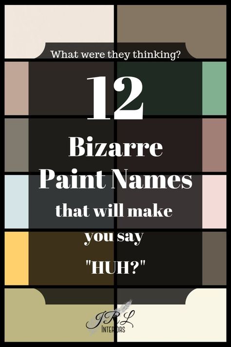 Top 12 Bizarre Paint Names Paint Color Names, Unique Color Names, Paint Names, Bedroom Farmhouse Decor, Weird Names, Home Made Decorations, Marketing Department, Paint Color Inspiration, Popular Snacks