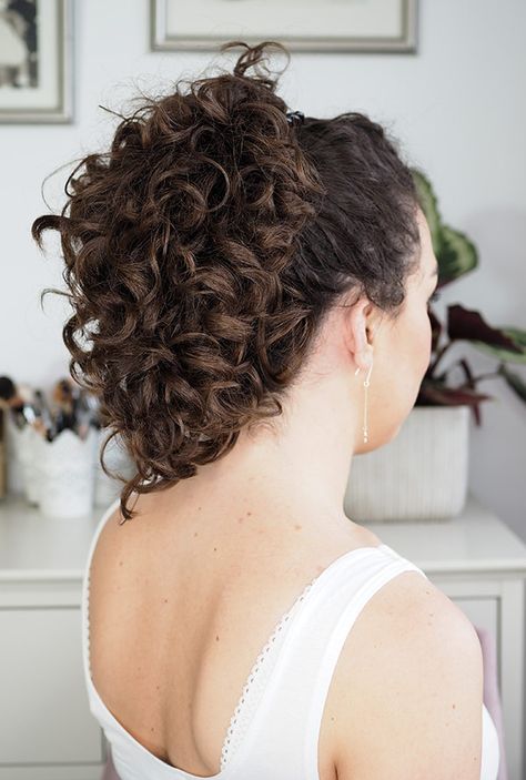 7 Hair Styles to Make Your Wash Days Last Longer | Curl Maven Hair Clips For Curly Hair, Curly Updo Bangs, Low Bun With Curly Bangs, 2c Curly Hair Updo, Curly Hair Banana Clip Hairstyles, Ways To Style Short Curly Hair, Banana Clip Curly Hair, Banana Clips Curly Hair, Fancy Curls